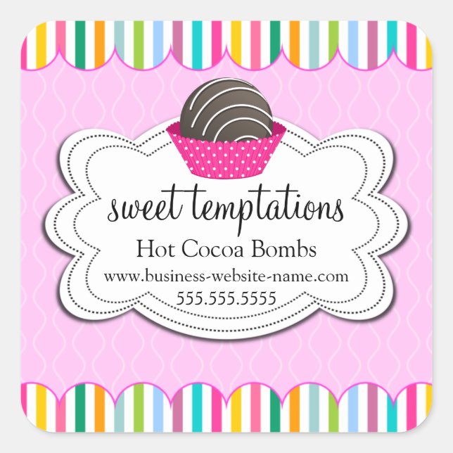 Sticker Carré Bombes au chocolat au cacao chaud (Devant)