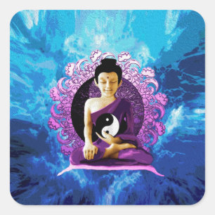 Sticker Carré Bon Bouddha Méditant