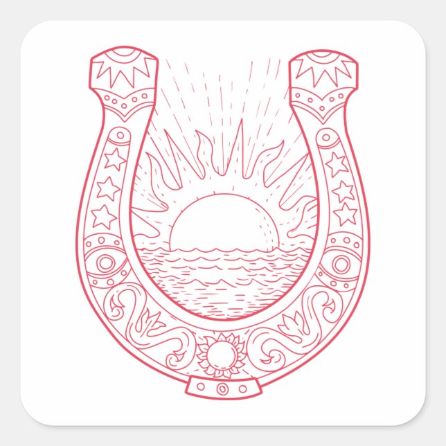 Sticker Carré Bon Luck Horseshoe (Devant)