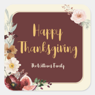 Sticker Carré Bon thanksgiving Fleurs et Figues d'automne
