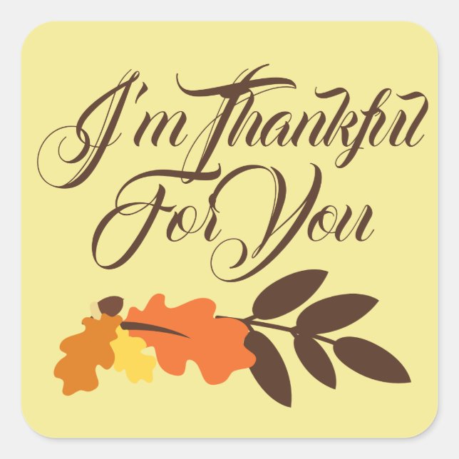 Sticker Carré Bon thanksgiving | Je vous remercie (Devant)