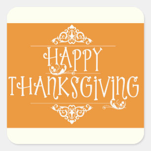 Sticker Carré Bon thanksgiving Script orange