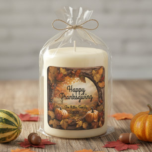 Sticker Carré Bon thanksgiving vintage en bois de grange