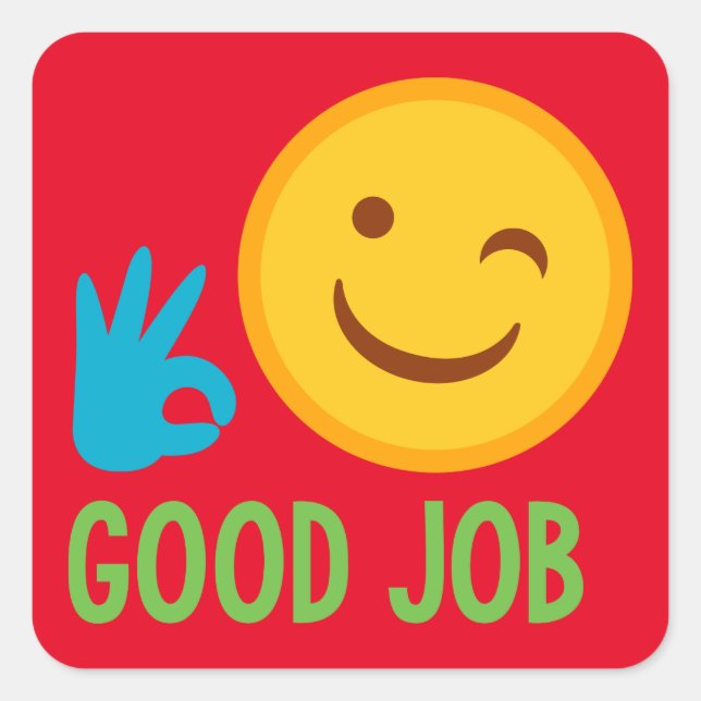 Sticker Carré Bon travail Emoji (Devant)