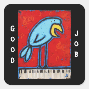 Sticker Carré bon travail piano collants étudiants avec bluebird