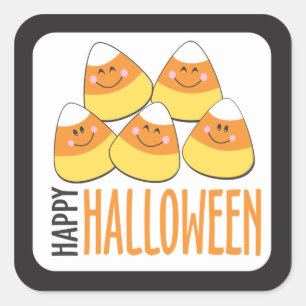 Sticker Carré Bonbon Corn Halloween heureux