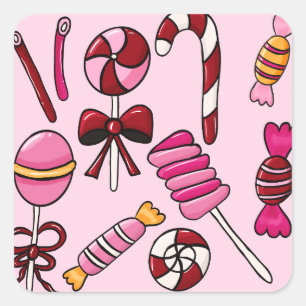 Sticker Carré Bonbons mignons