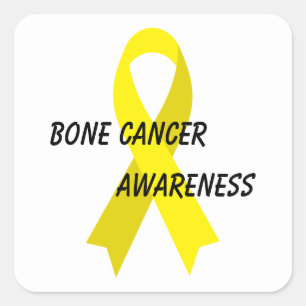 Sticker Carré Bone Cancer Yellow Awareness Ribbon par Janz