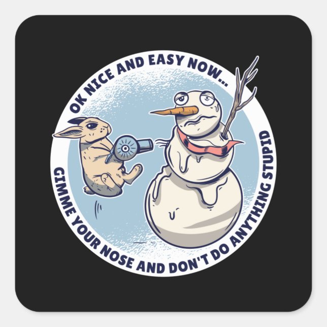 Sticker Carré bonhomme de neige (Devant)