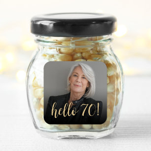 Sticker Carré Bonjour 70 Anniversaire Fête Photo Cheers