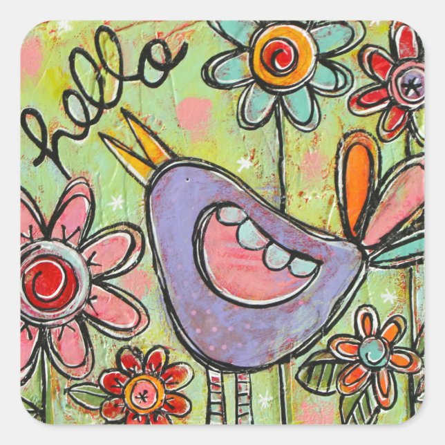 Sticker Carré Bonjour ami (Devant)