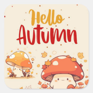 Sticker Carré Bonjour automne