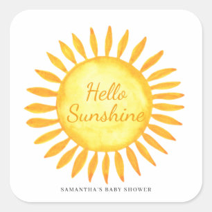 Sticker Carré Bonjour Baby Shower Genre Neutre pour Bébé