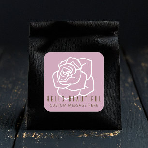 Sticker Carré Bonjour Belle - Rose Rose Rétro Moderne