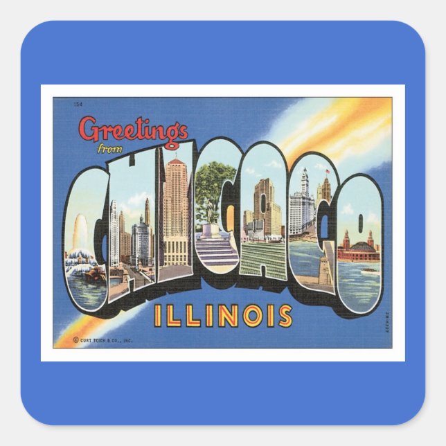 Sticker Carré Bonjour De Chicago Illinois (Devant)