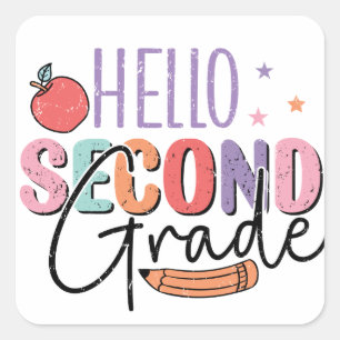 Sticker Carré Bonjour Deuxième année de retour à l'école