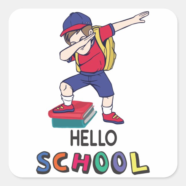 Sticker Carré Bonjour école (Devant)