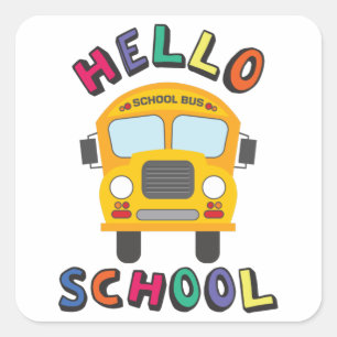 Sticker Carré Bonjour école