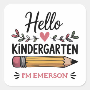 Sticker Carré Bonjour maternelle personnalisé retour à l'école