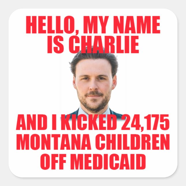 Sticker Carré Bonjour, Mon nom est Charlie (Devant)