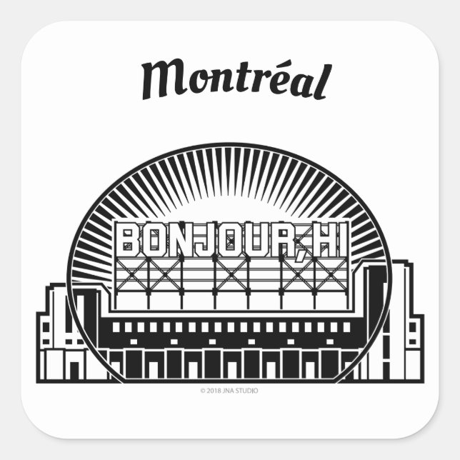 Sticker Carré Bonjour Montréal (Devant)