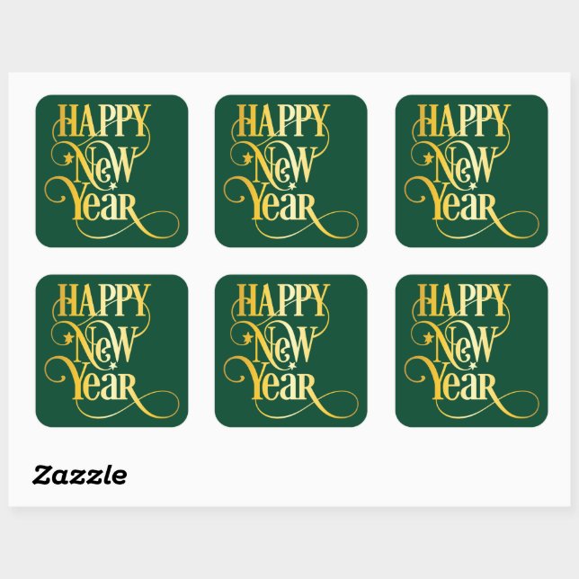 Sticker Carré Bonne année (Feuille)