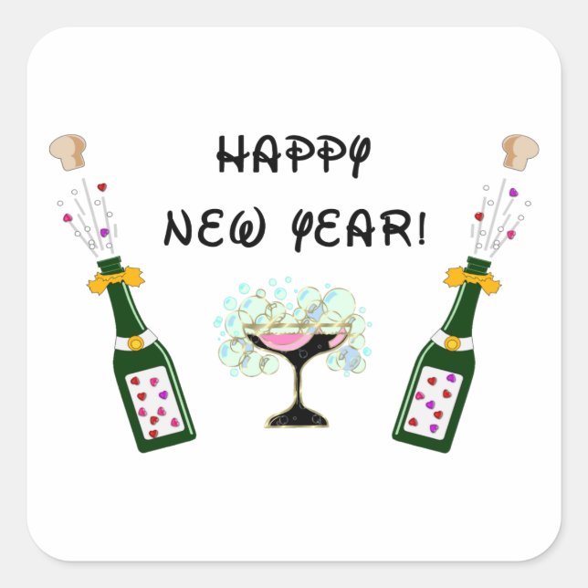 Sticker Carré Bonne année (Devant)