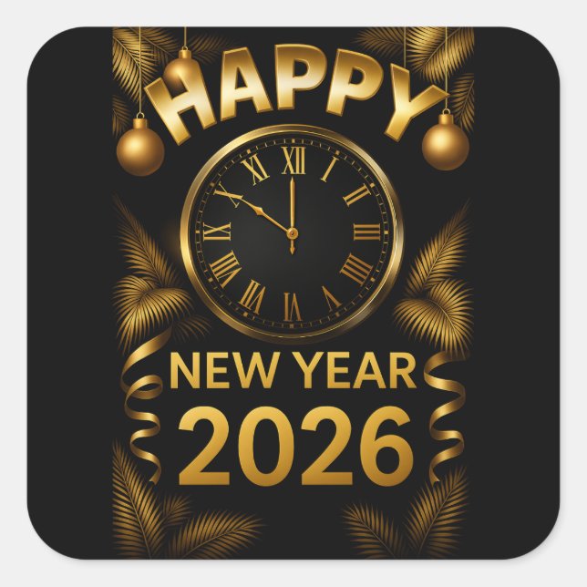 Sticker Carré "Bonne année 2026" (Devant)