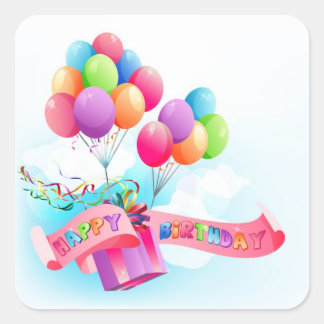 Sticker Carré Bonne autocollante d'anniversaire