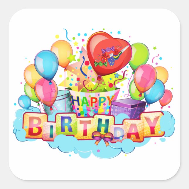 Sticker Carré Bonne carte d'anniversaire (générique) (Devant)