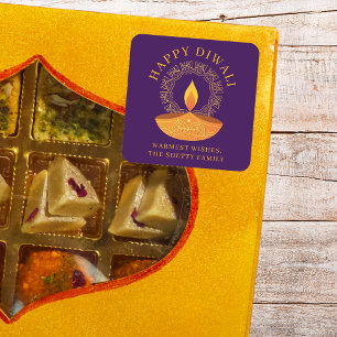 Sticker Carré Bonne Diwali Festival des lumières Diya Custom