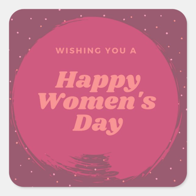 Sticker Carré Bonne fête des femmes souhaite rouge (Devant)