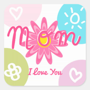 Sticker Carré Bonne fête des mères Bright Design coloré