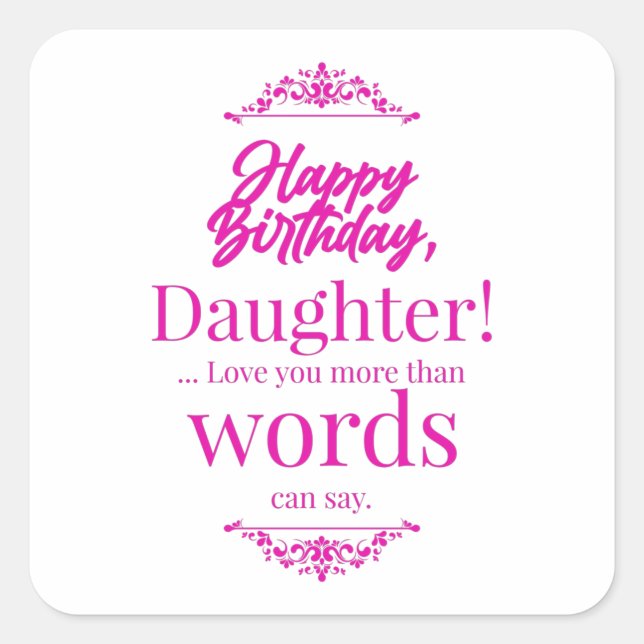 Sticker Carré Bonne fille d'anniversaire (Devant)