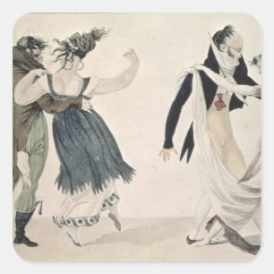 Sticker Carré Bonne forme, No 1 : La valse, dessin satirique