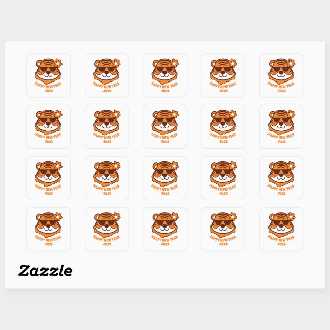 Sticker Carré Bonne nouvelle année de tigre (Feuille)