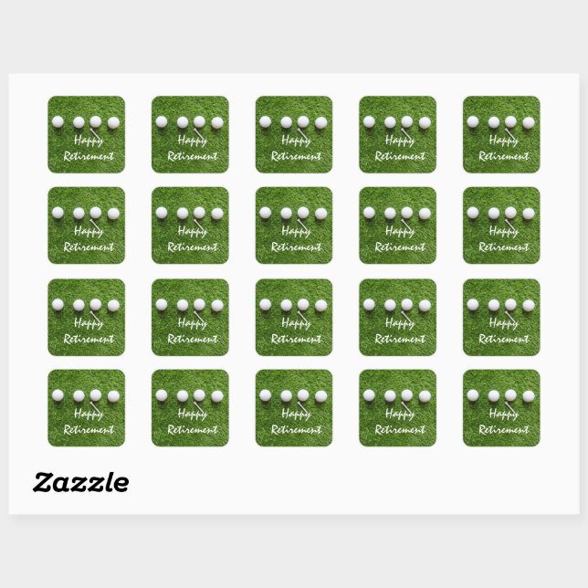 Sticker Carré Bonne retraite au golfeur avec balle de golf sur v (Feuille)
