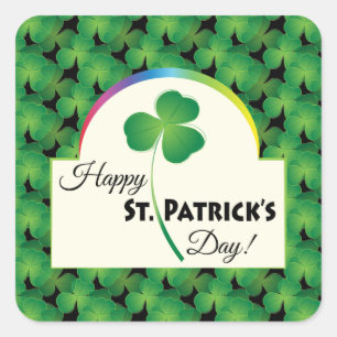 Sticker Carré Bonne Saint Patrick avec shamrock