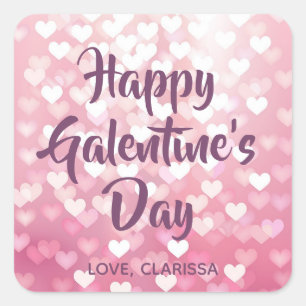 Sticker Carré Bonne Saint-Valentin de la Saint-Galentin Coeurs r
