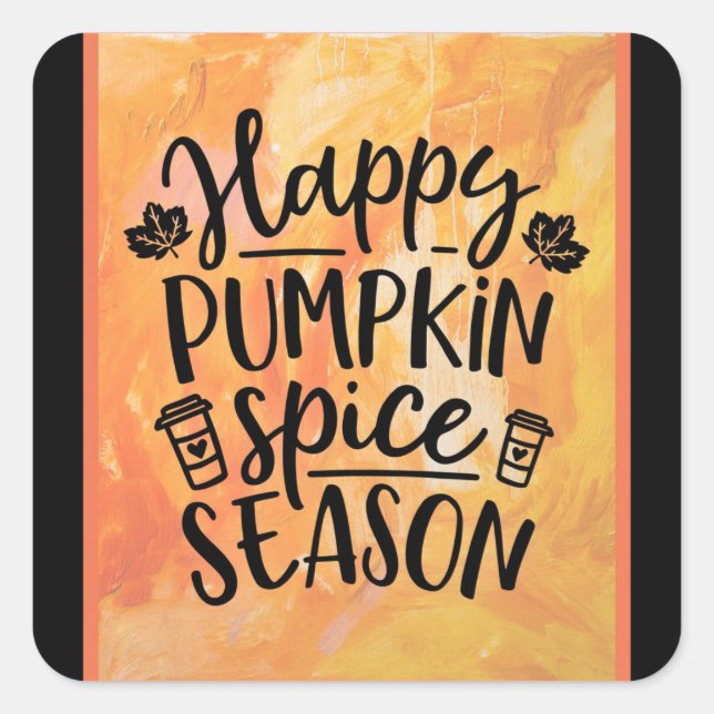 Sticker Carré Bonne saison épicée Citrouille mignonne automne (Devant)