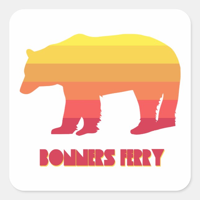 Sticker Carré Bonners Ferry Idaho Rainbow Bear (Devant)