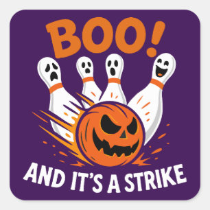 Sticker Carré Boo C'est une grève drôle Halloween Bowling