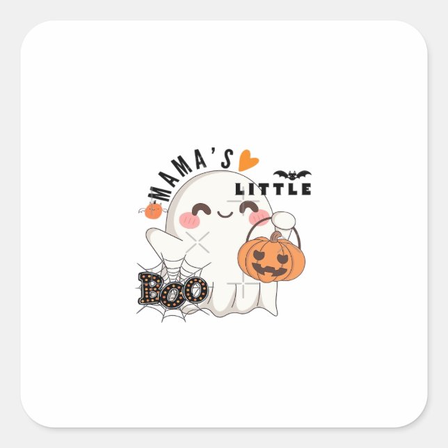 Sticker Carré Boo de maman - Cute Kawaii Halloween Boo 2025 Grap (Devant)