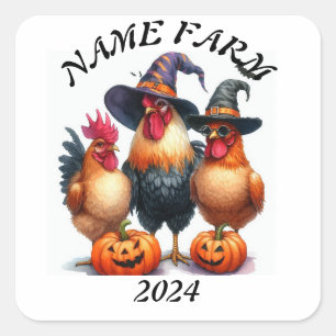 Sticker Carré BOO Halloween sur la ferme
