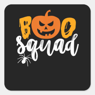 Sticker Carré Boo Squad - Drôle Citrouille Spider Halloween