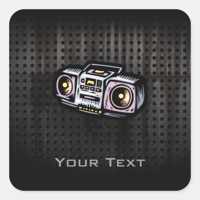 Sticker Carré Boombox Grunge (Devant)
