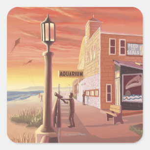 Sticker Carré Bord de la mer, vue d'OregonAquarium