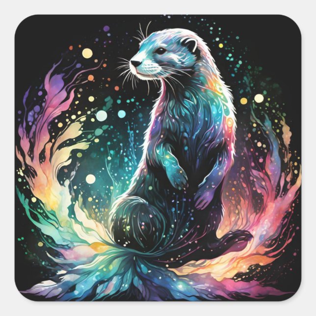 Sticker Carré Bord Spectrum : Les Otter Glow (Devant)