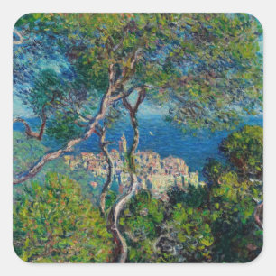 Sticker Carré Bordighera (1884) Claude Monet seaside fine art