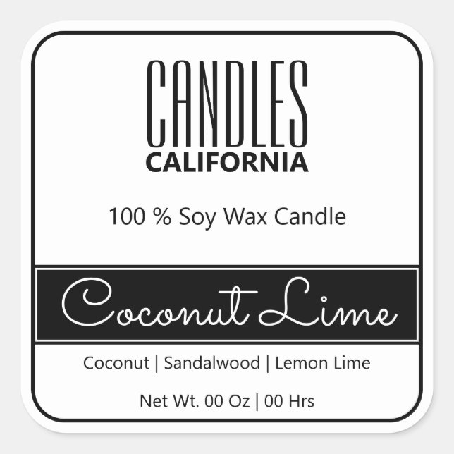 Sticker Carré Bordure Carré moderne Bougies blanches noires simp (Devant)